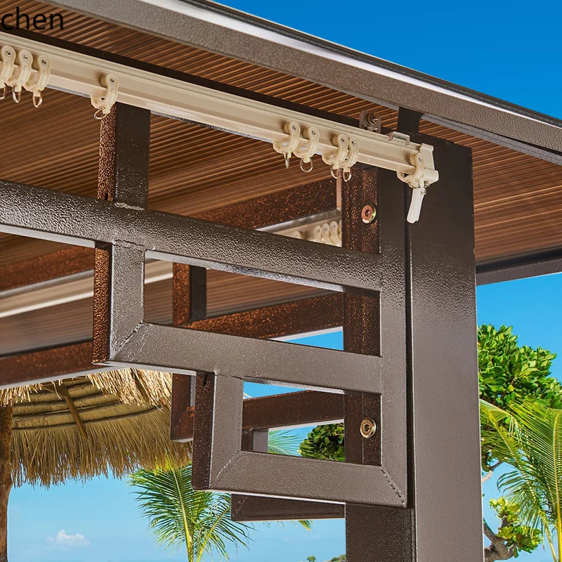 LXC Padiglione da esterno Cortile Casa in legno Terrazza sul tetto Giardino Parasole in lega di alluminio Padiglione da esterno