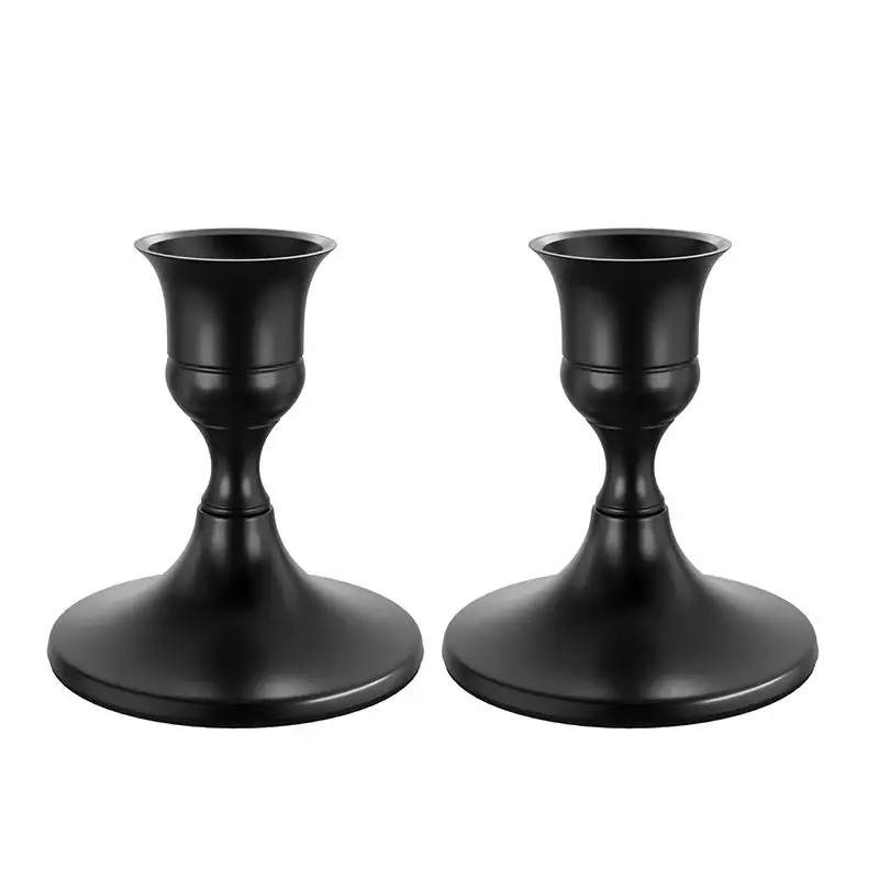 2Pcs Vintage Elegant Tabletop Candle Holders Iron Candlelight Dinner Props Bar Party Candelabra Home Hotel Decorations