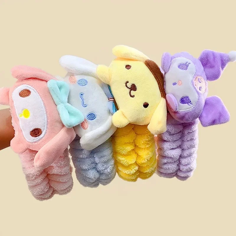 2024 Sanrio Doll Hairband Korean Cartoon Kawaii Pompompurin Mymelody Kuromi Makeup Headband Hairpincute Anti Slip Elastic Band