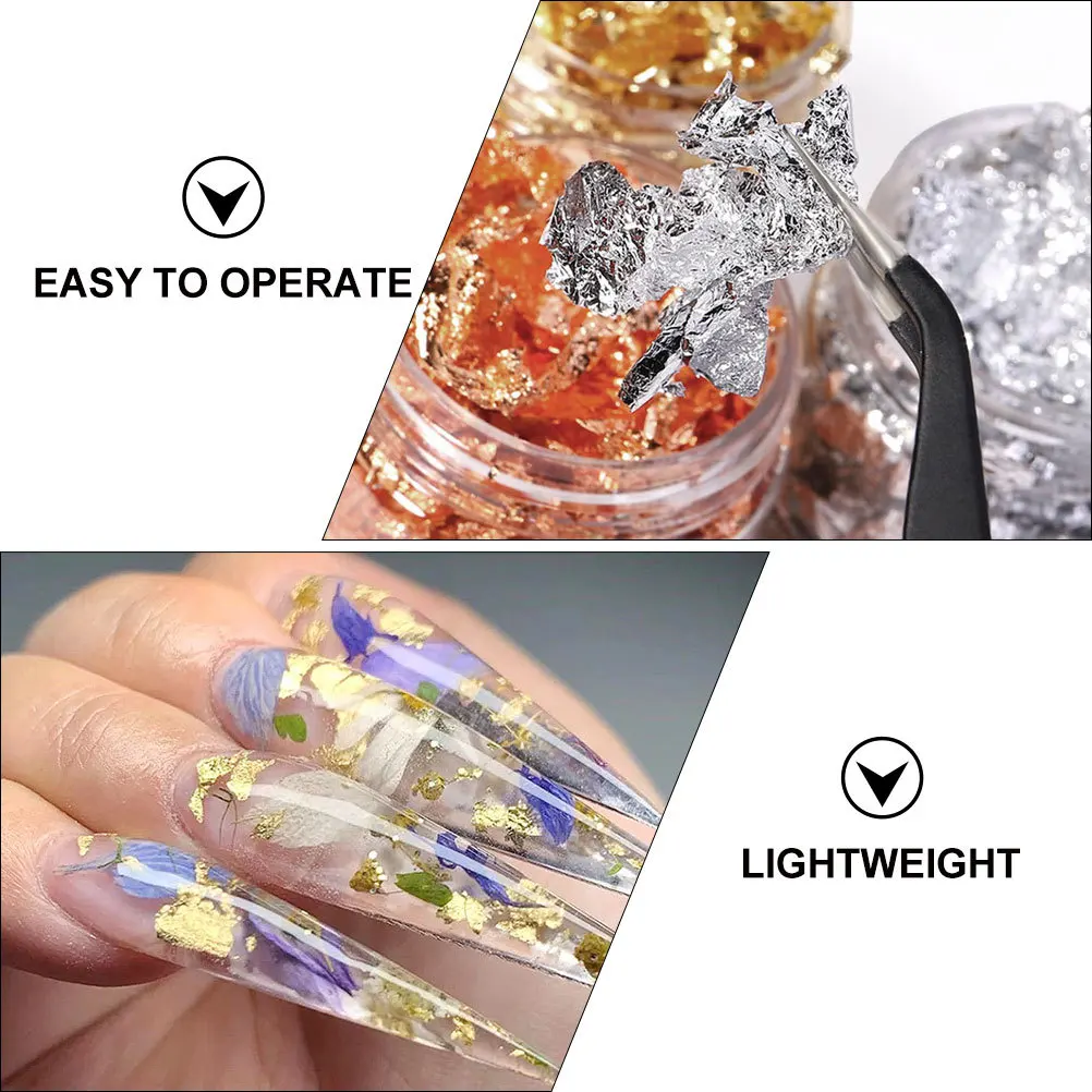 

Nail Art Foil Kit Gold Foil Flakes Manicure Diy Decorative Designs Holiday Party Nail Supplies Metallic Flakes