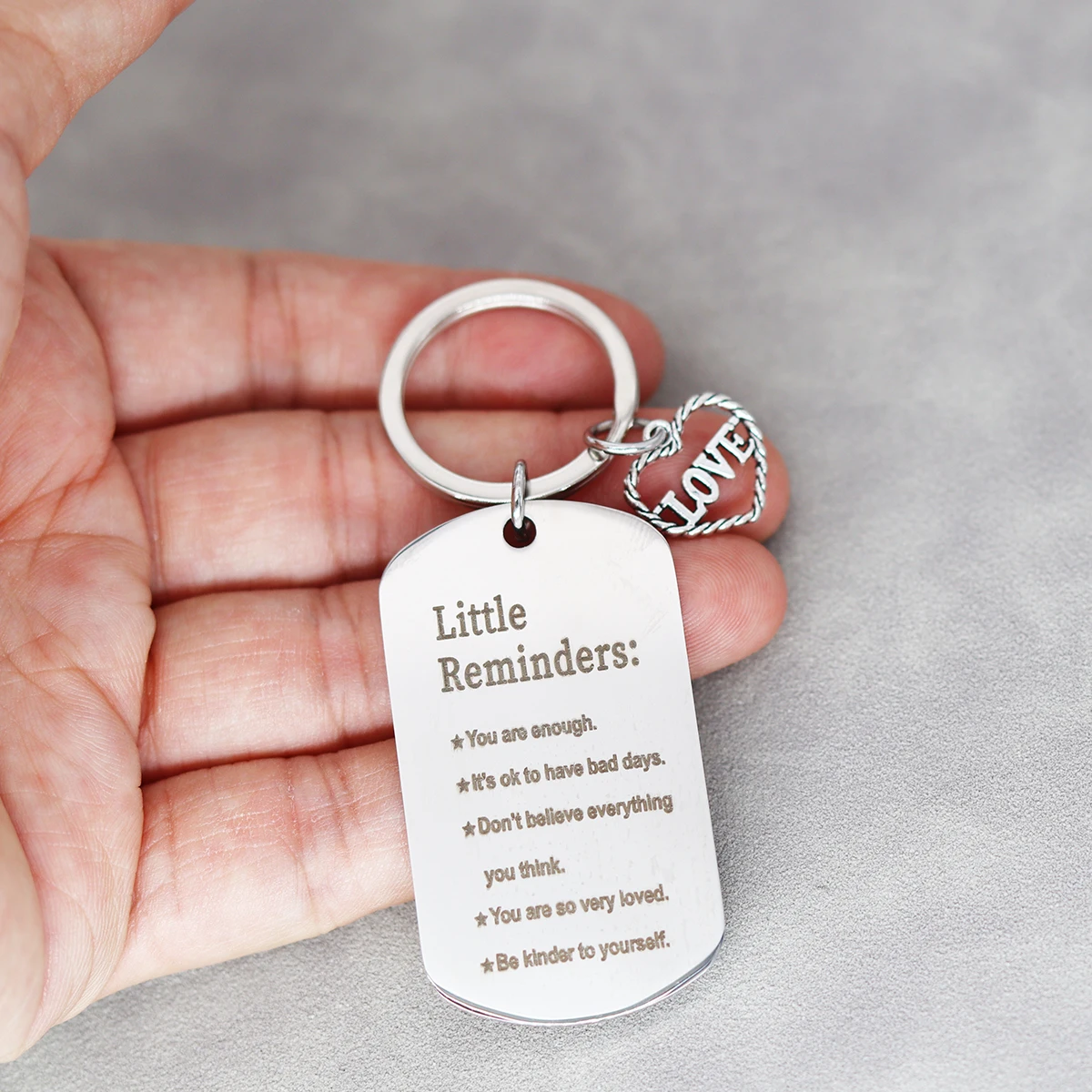 Heart Keychain Little Reminders You Are Enough It\'s Ok To Have Bad Days High Quality Stainless Steel Keyring Inspiration Gifts