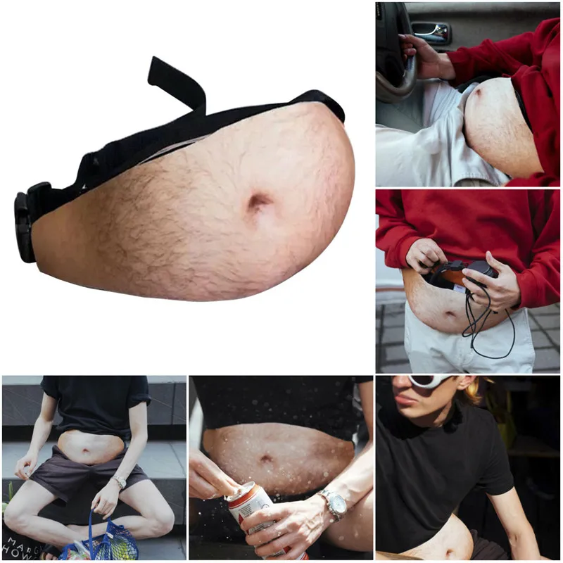 

Men Woman Dadbag Belly Pockets Novelty Pochete Waist Bag Travel Phone Anti-theft Organizer Beer Fat Hairy Belly Fanny Pack