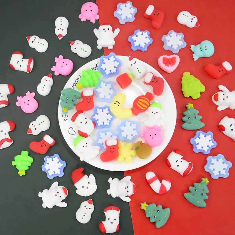 

10PCS Christmas Mini Cartoon Snowflake Candy Love Gift Christmas Tree Funny Random Stress Relief Toys New Year Party Decorations