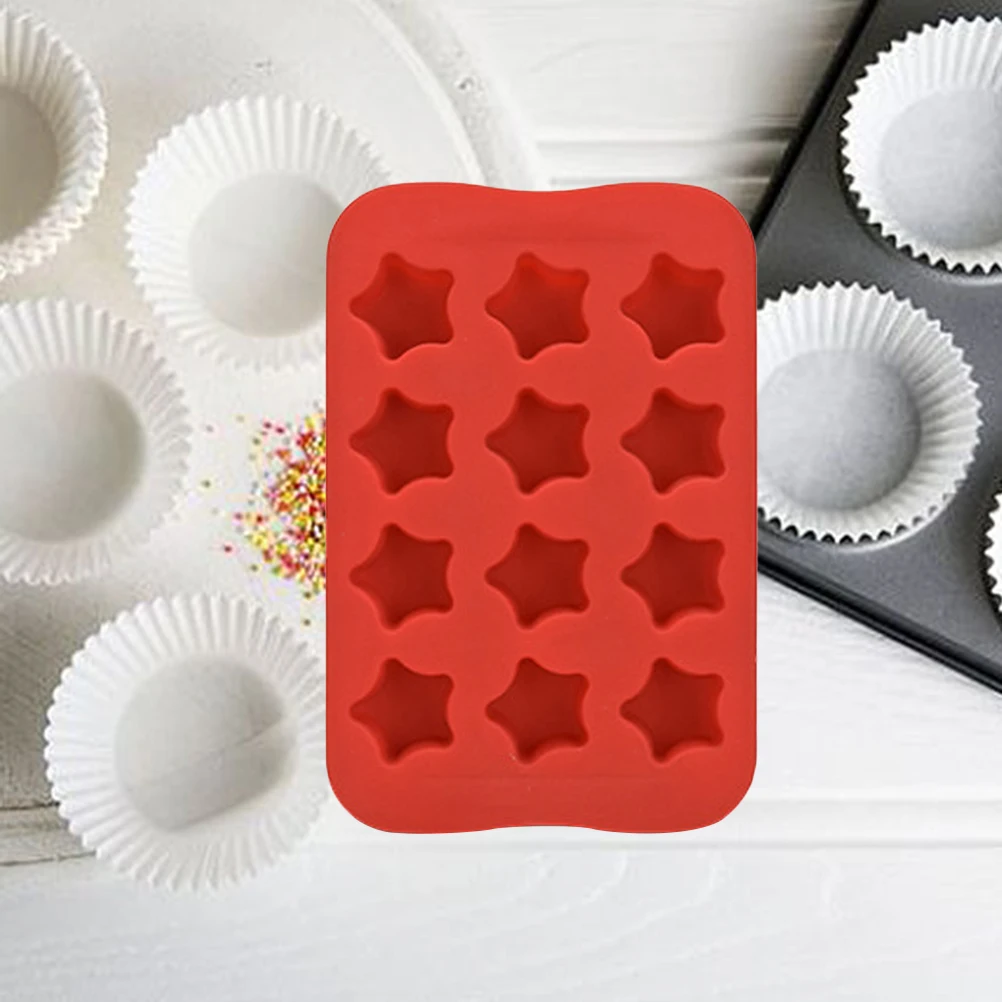 

Ice Cube Molds Chocolate Mold Food Grade 12 Cavities Easy Demold Clean Ice Making Tray Kitchen Accessories Red