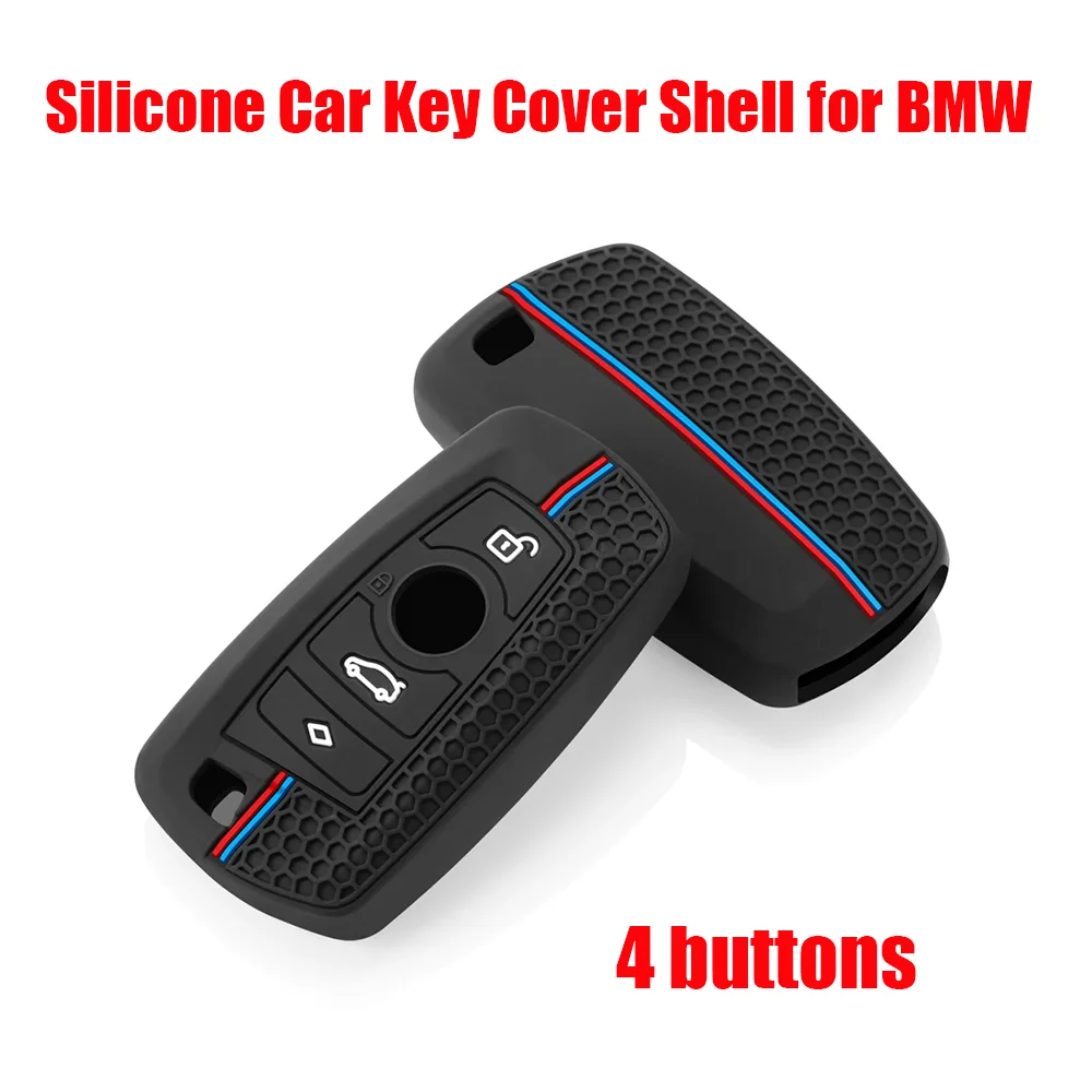 

4-Button Silicone Car Key Case Cover Shell for BMW F Series 3 5 7 Series for X3 X5 X7 F30 F31 F32 F34 F20 Honeycomb Pattern