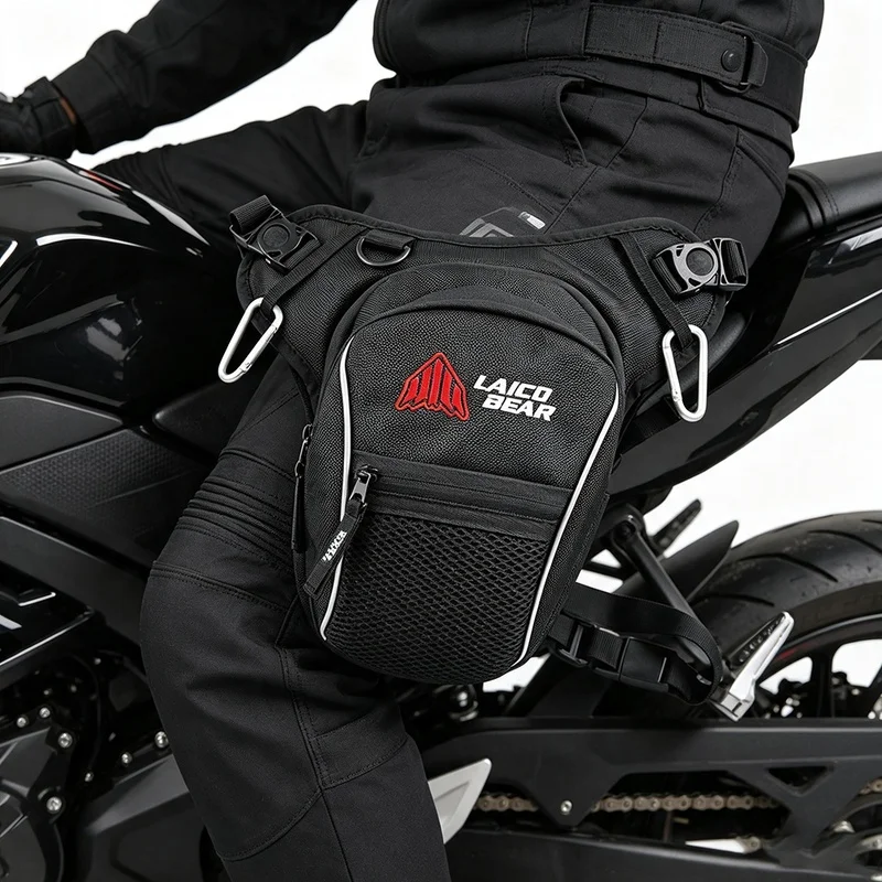 Waterproof Motorcycle Drop Leg Bag Large Capacity Reflective Motocross Thigh Waist Adjustable Motorbike Hip Fanny Pack Items