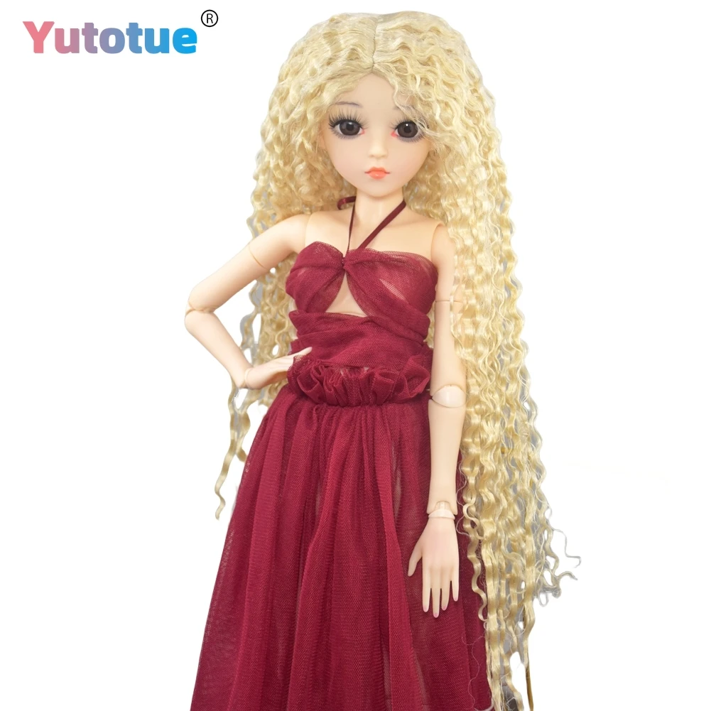 

YUTOTUE 1/3 BJD Doll Toy 24 inch Female Doll Mechanical Makeup Face and Dress Shoes Blonde Curly Wigs