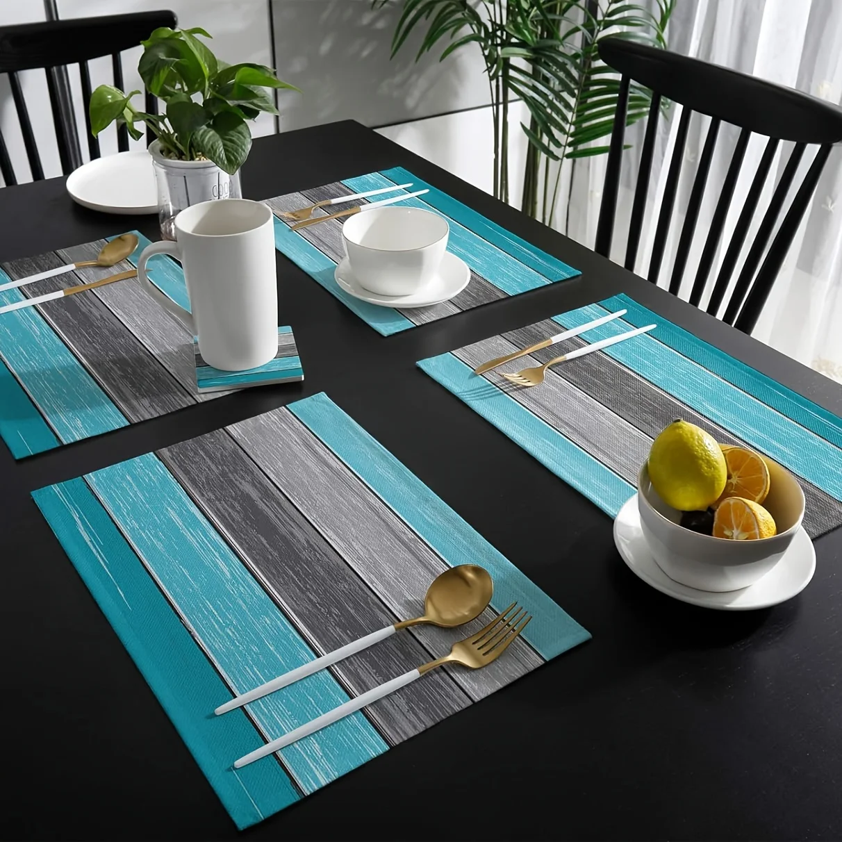 1pc Placemats, Retro Rustic Barn Wood Texture Linen Stain Resistant Table Mats, Washable Placemat Decoration