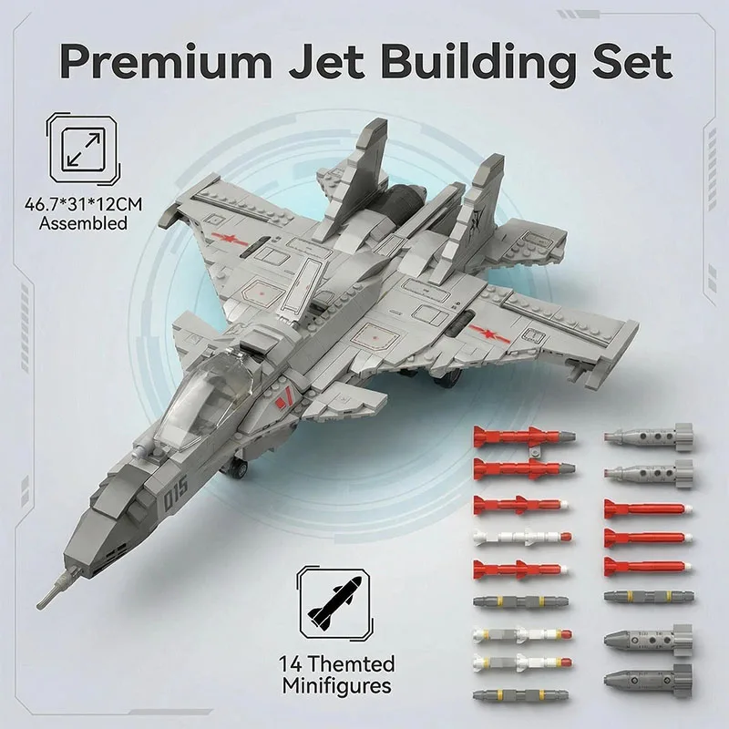 

46.7CM Giant J-15 Fighter Jet Building Blocks Military Building Blocks Airplane Model Boy Toy Kids Christmas Holiday Gift