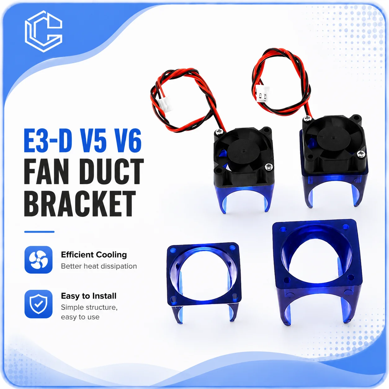 Creativity E3-D V5 V6 Lüfterkanalhalterung Gehäuseschutz für Kühlventilator 3010 DC 12/24V Hotend DIY J-Head Lüfterkanal 3D-Druckerteile