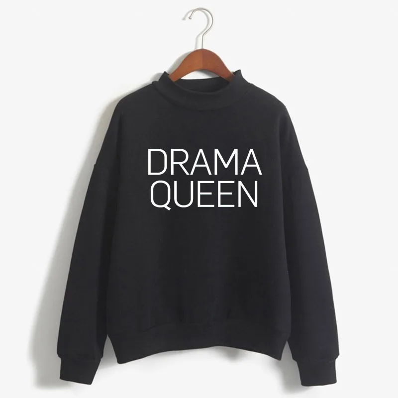 

DRAMA QUEEN Print Woman Sweatshirt Sweet Korean O-neck Knitted Pullovers Thick Autumn Winter Candy Color Loose Women Clothing