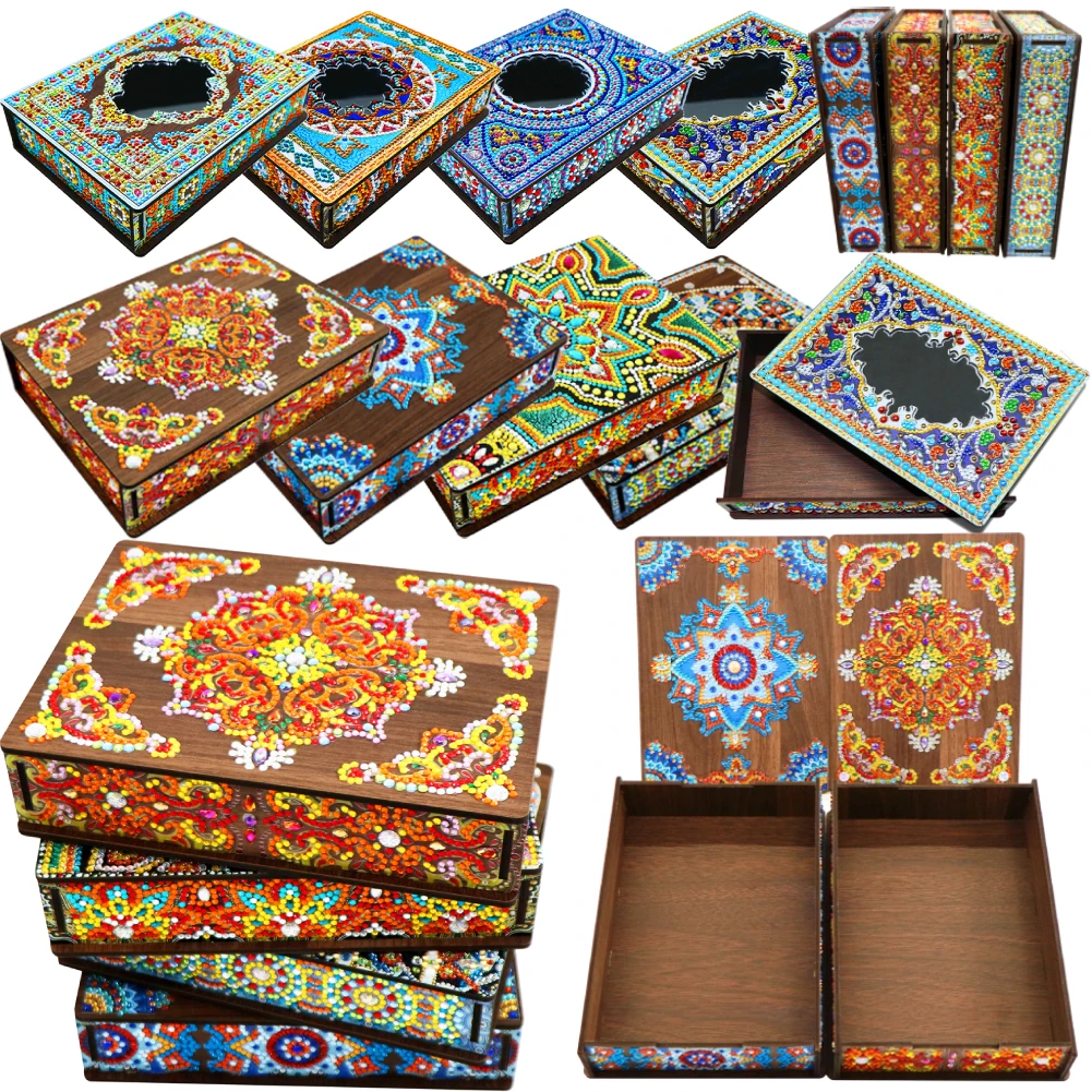 Diamond Painting DIY Resin Jewelry Box Art Crafts DIY Mandala Organizer Case Jewelry Box Craft Storage Organizer Case Gifts