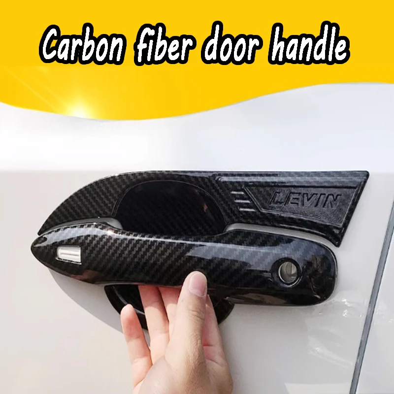 Suitable for Toyota Corolla/LEVIN 2019 car interior, ABS material, carbon fiber/silver/black door handles, 4 pieces/set