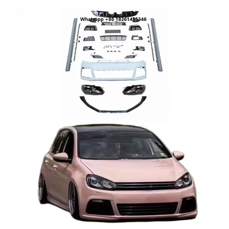 

For VW Gofl 6 Facelift R20 Car Bumpers Grille Front Bumper Rear Diffuser Tips Front Lips Side Skirt Headlight Taillights BODYKIT