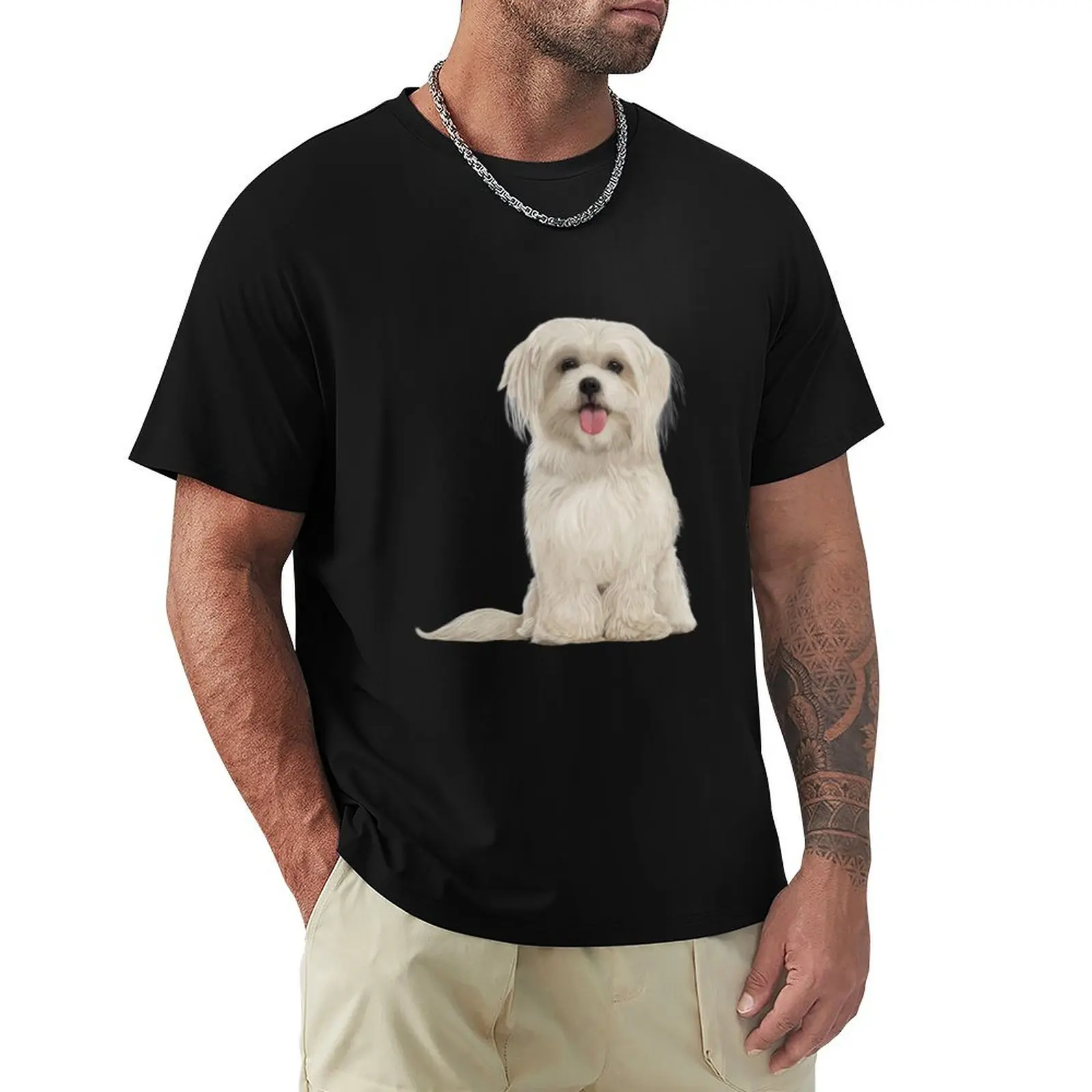 

Havanese puppy T-Shirt tops street wear mens tall t shirts