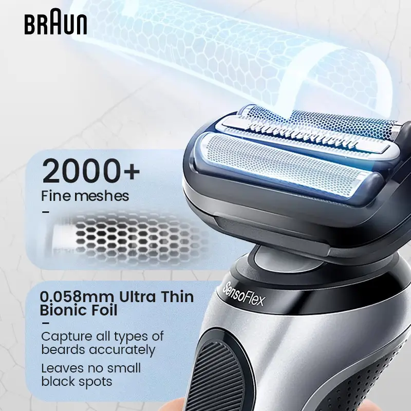 Braun Series 6 62-S1200s Electric Shaver with EasyClick Attachment SensoFlex Precision Trimmer Wet & Dry Shaver - 4