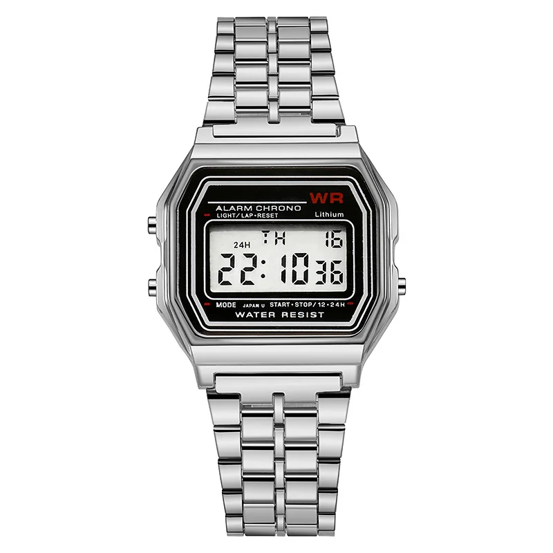 Luxury Rose Gold Metal Kids Watches Women Business Casual Square Digital Multi-Function Wristwatch Men Retro Style Clock Gifts