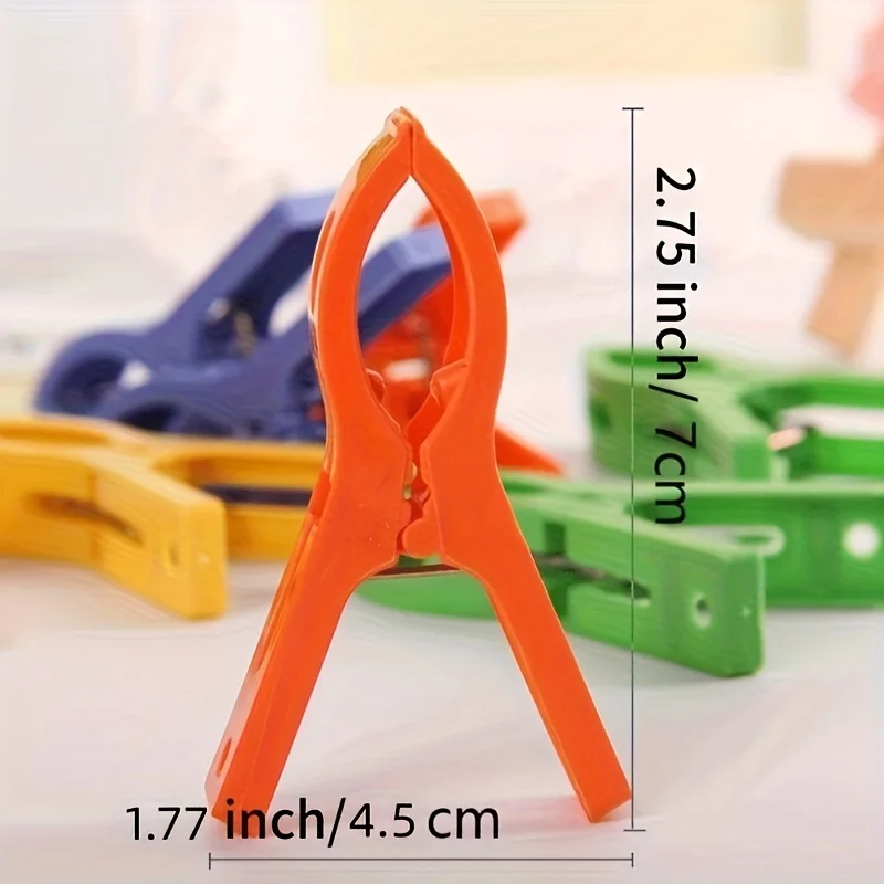 16pcs Large Plastic Clothes Pins, Windproof Hanger Clips, Beach Towel Clip, Summer Beach Travel Portable Supplies, Clothes Pins,