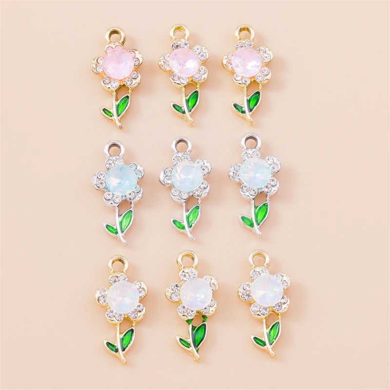 

20pcs 10x21mm Elegant Crystal Flower Charms Pendants for Making Drop Earrings Necklaces Bracelets DIY Crafts Jewelry Findings ﻿