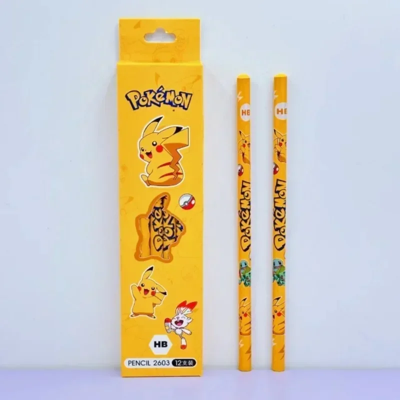 12Pcs Pokemon Pikachu Kids Pencil Cute Cartoon Kids School Supplies Fashion Portable Student Stationery Girl&Child Holiday Gifts