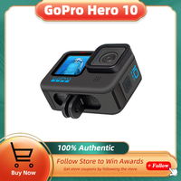 GoPro HERO 10 Black Underwater Action Camera 4K 5.3K60 Video, Helmet Sports Cam 23MP Photos, 1080p Live Streaming Go Pro HERO10