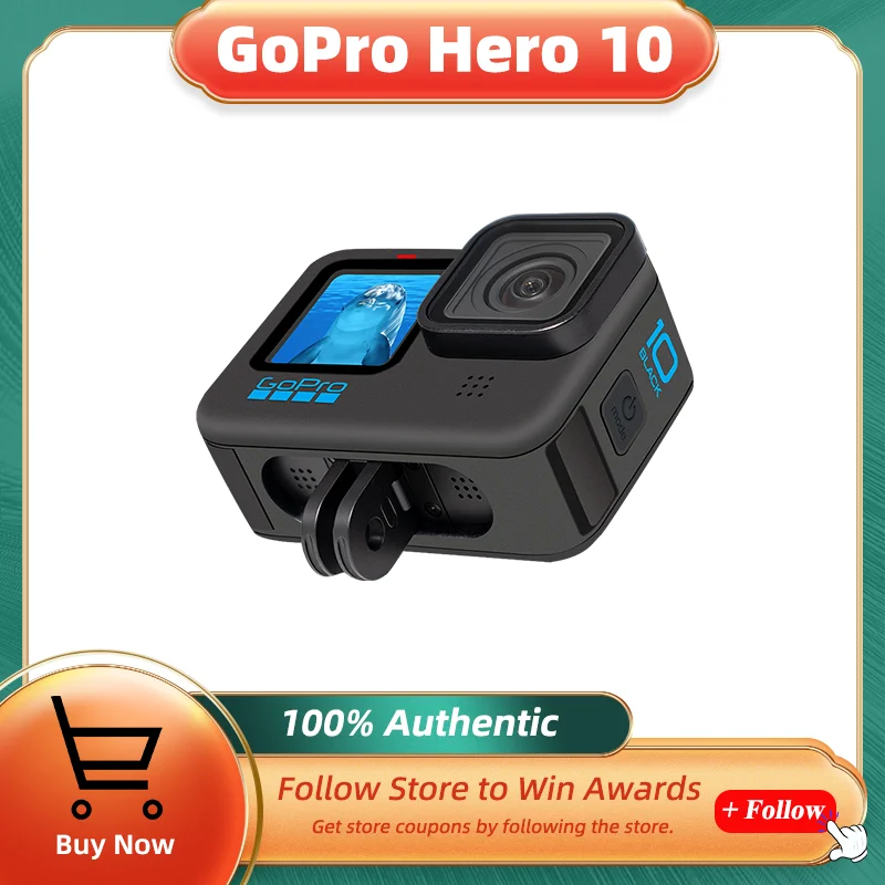 GoPro-HERO 10 블랙 수중 액션 카메라 4K 5.3K60 비디오, 헬멧 스포츠 캠 23MP 사진, 1080p 라이브 스트리밍, 고 프로 히어로 10 고프로  Best5