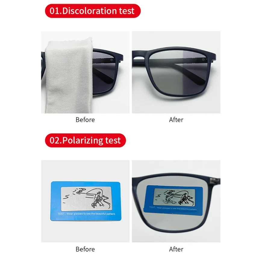 Modische Photochrome Polarisierte Sonnenbrille für Männer und Frauen Vintage Eckige Sonnenbrille Markendesigner Fahr- und Angelbrille – Detail 5