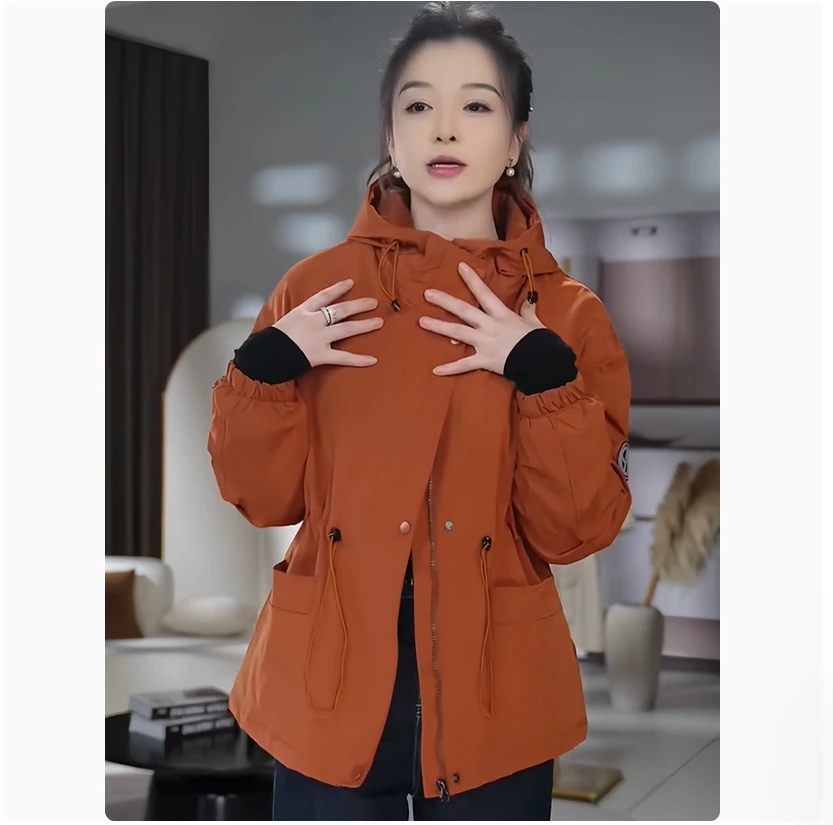 

Модная ветровка средней длины на хлопковой подкладке, зарядный стиль, осенне-зимняя утягивающая рабочая одежда с капюшоном 2024.