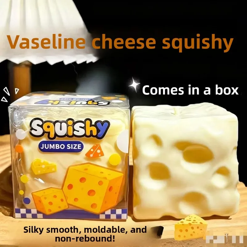 Hot Selling Giant Cheese Cube Squishy Fidget Toy Super Soft Shapeable Squeeze Toy Anxiety Relief Desktp Ornament Novelty Present