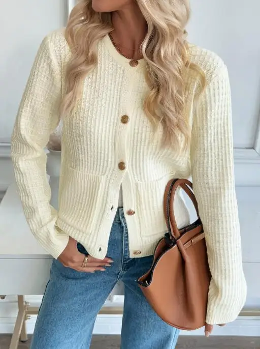 

Корейский ленивый женский вязаный кардиган, куртка, повседневный корейский кардиган на пуговицах, шерстяной свитер, однотонный женский вязаный свитер, пальто