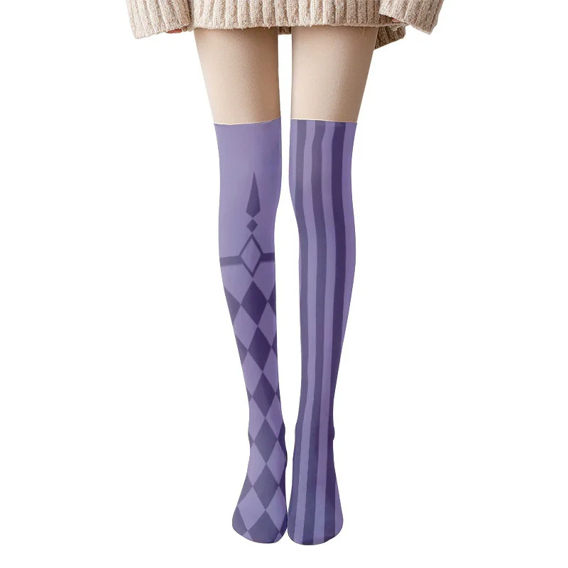 جوين لعبة LOL تأثيري مخطط الفخذ العليا الجوارب لوليتا الحلو فوق الركبة جوارب هالوين عيد الميلاد لعب الأدوار الهدايا