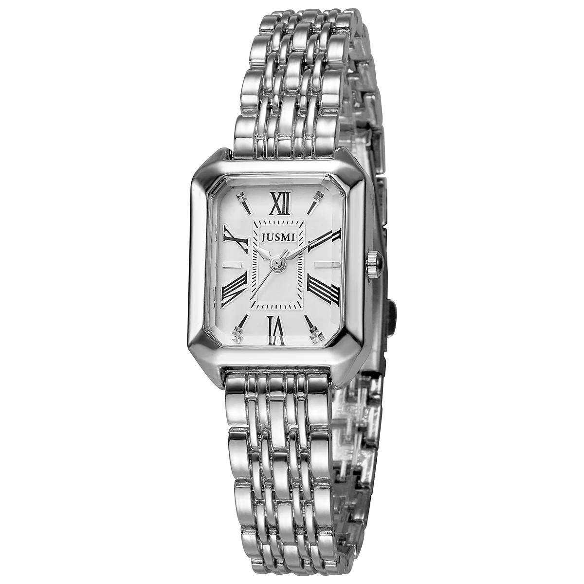 ساعة كوارتز نسائية عصرية بسوار معدني مربع لهدايا عيد الميلاد والهالوين