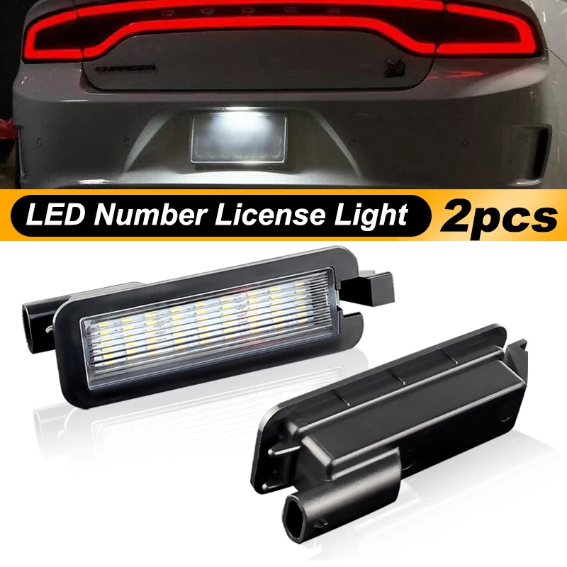 2pcs for Dodge Charger & Challenger Chrysler 300 15-up, Pacifica Voyager Jeep Compass 2017-up LED License Plate Lights Lamps