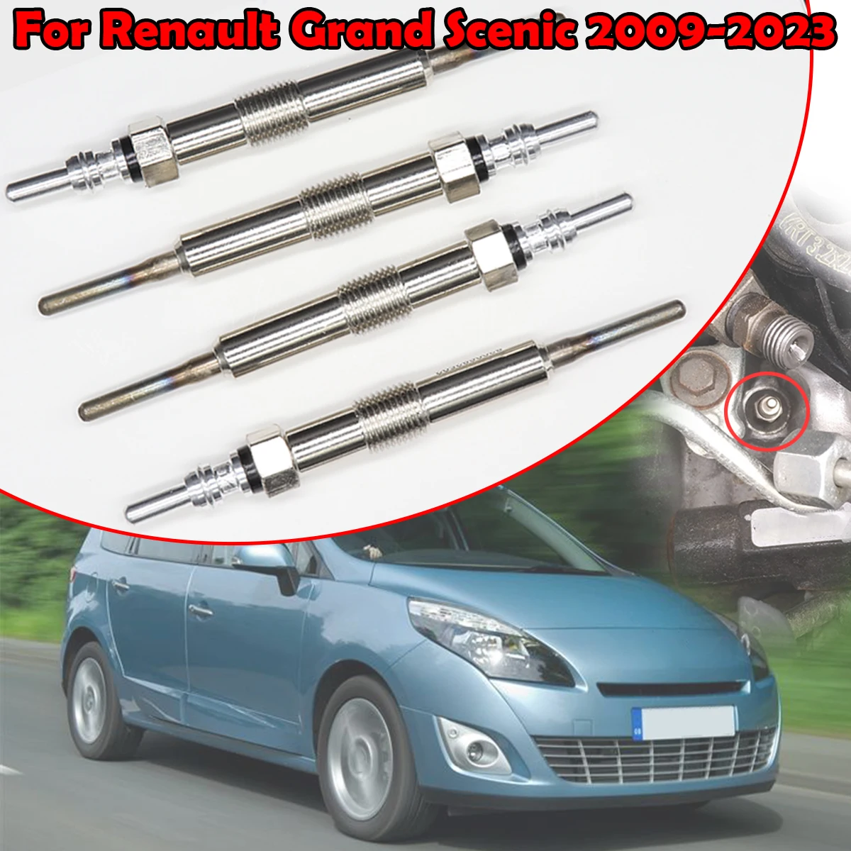 

4 шт. дизельный обогреватель, никелированные свечи накаливания 1,5DCi для Renault Grand Scenic 2009 2010 2011 2012-2023 110655687R 8200682592