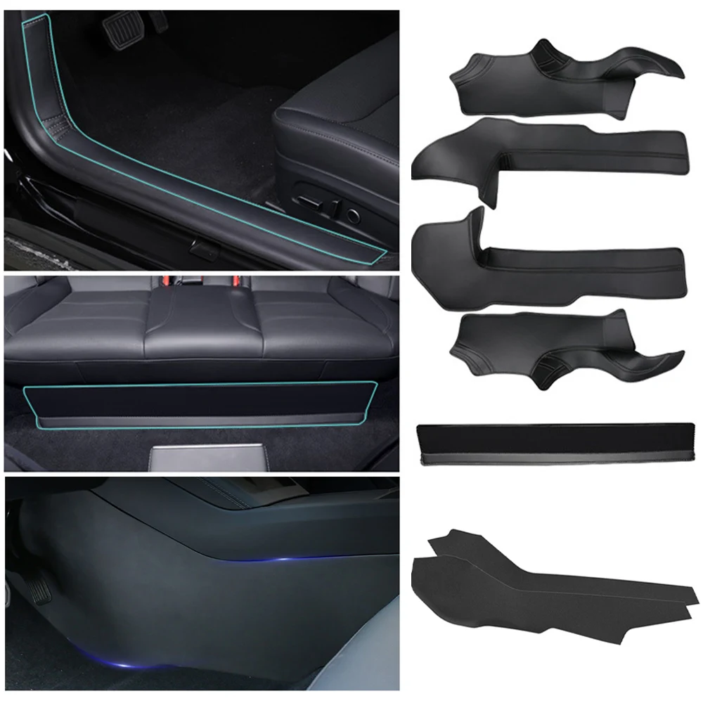 Para tesla modelo 3 highland frente traseira peitoril da porta almofada bem vindo pedal limiar tira console central lateral acessórios de couro do plutônio