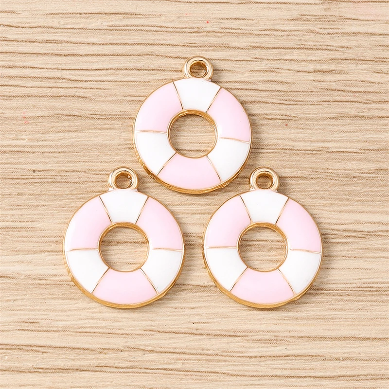 10 Stück 15 x 18 mm niedliche bunte Emaille-Schwimmring-Charms-Anhänger für Schmuckherstellung, Ohrringe, Halsketten, Armbänder, DIY-Bastelbedarf – Detail 6