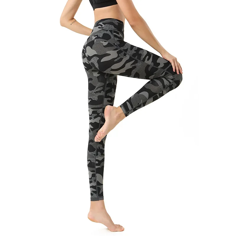 

Explosive yoga pants women European high-waisted tight-fitting hip lift sports fitness pants camouflage print