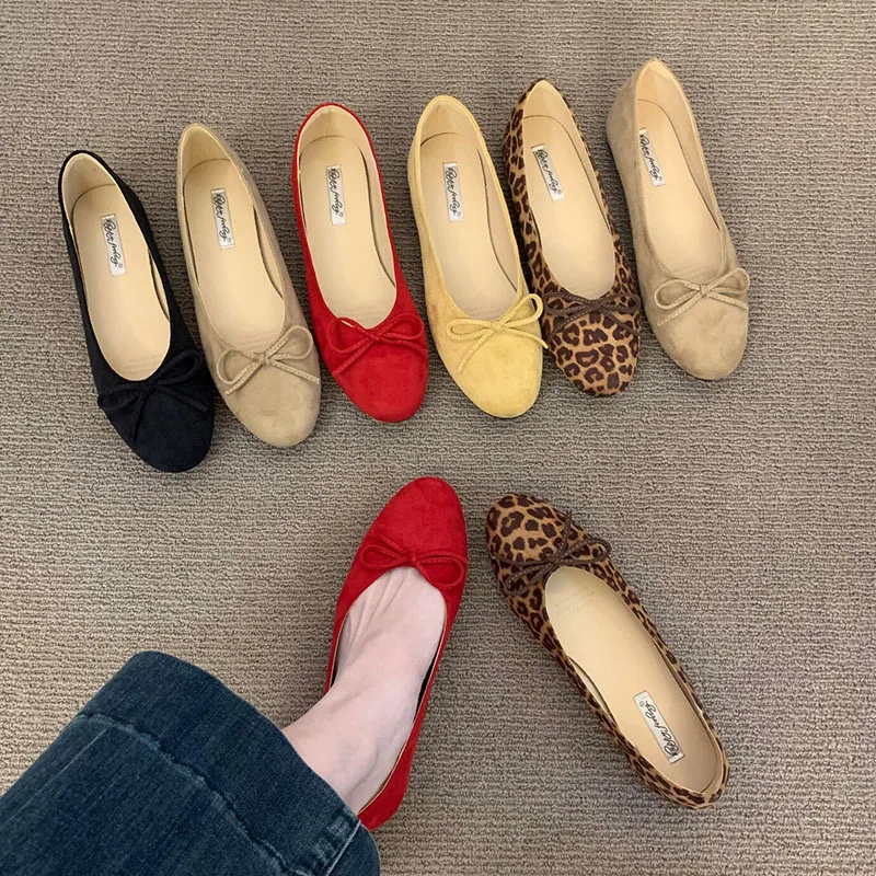 Weiche, modische Damen-Flats mit runder Zehenpartie, flache Schuhe mit Schleifenknoten, elegante Ballerinas für Damen, Slip-On-Schuhe, neu für Frühling und Herbst. – Detail 1