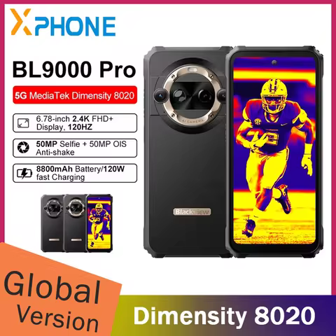 Blackview Blackview BL9000 Pro 5G Rugged Smartphone 6.78'' 12GB+512GB 50MP 8800mAh 120W Android 14 MediaTek Dimensity 8020 5G Cellphone Comparison — Spécifications & Meilleur prix 2026