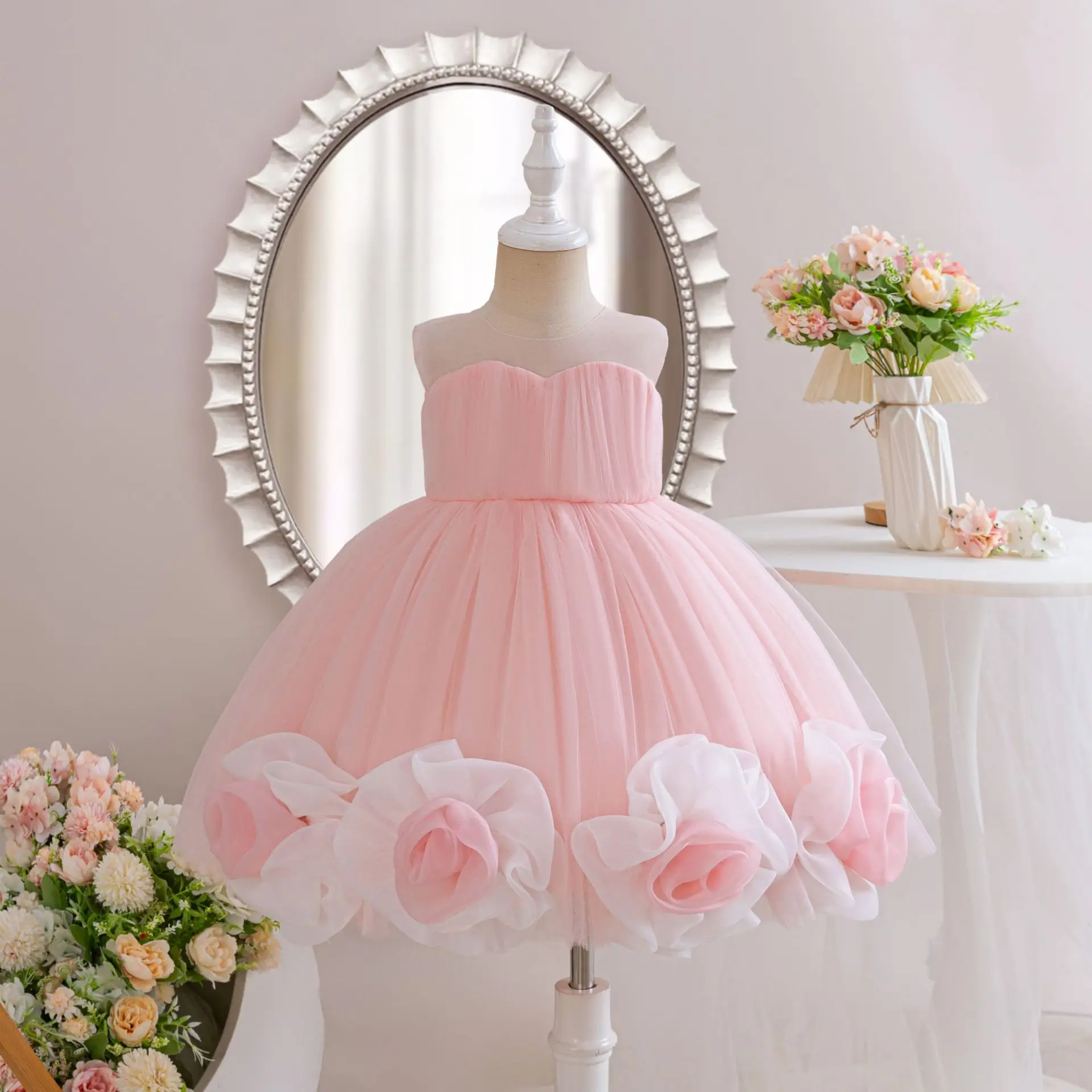 

Toddler Baby Wedding Dresses Princess Birthday Party for Kids Girl Super Flower Tutu Costume Gown 1-6 Years