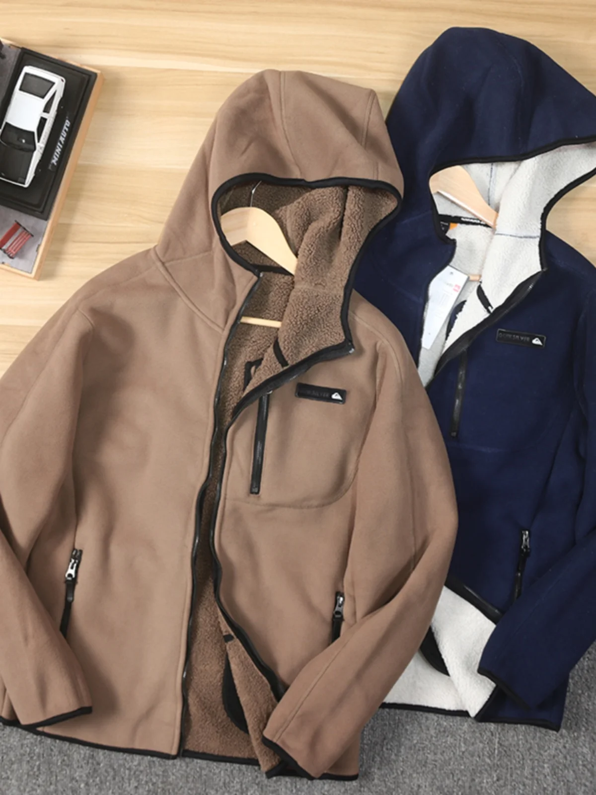 

Double Warmth Outdoor Casual Hooded Fce Jaet YKK Zipper ex Autumn Trendy Coat Stand Fit Long Sve Regular Length