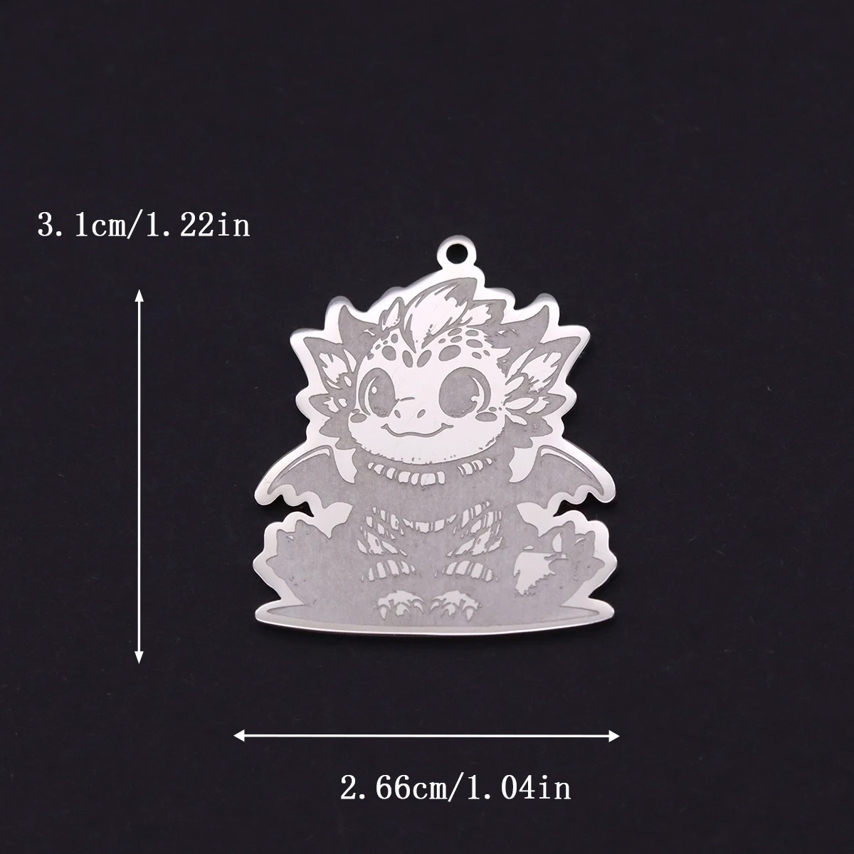 2pcs Adorable Sitting Dragon Charms Stainless Steel Animal Pendant for DIY Jewelry Making Necklace Keychain Accessories