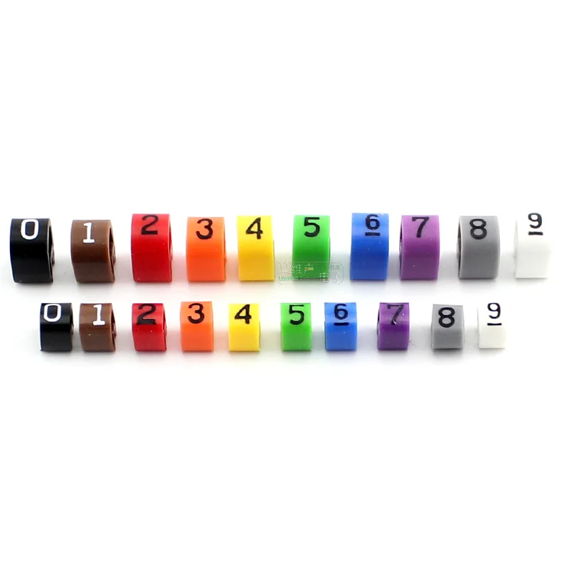 Waterproof Cable Wire Marker Cable Sleeves 0 to 9 For Cable Size 2.0-3.2/3.6-7.4mm Color Coil Ring