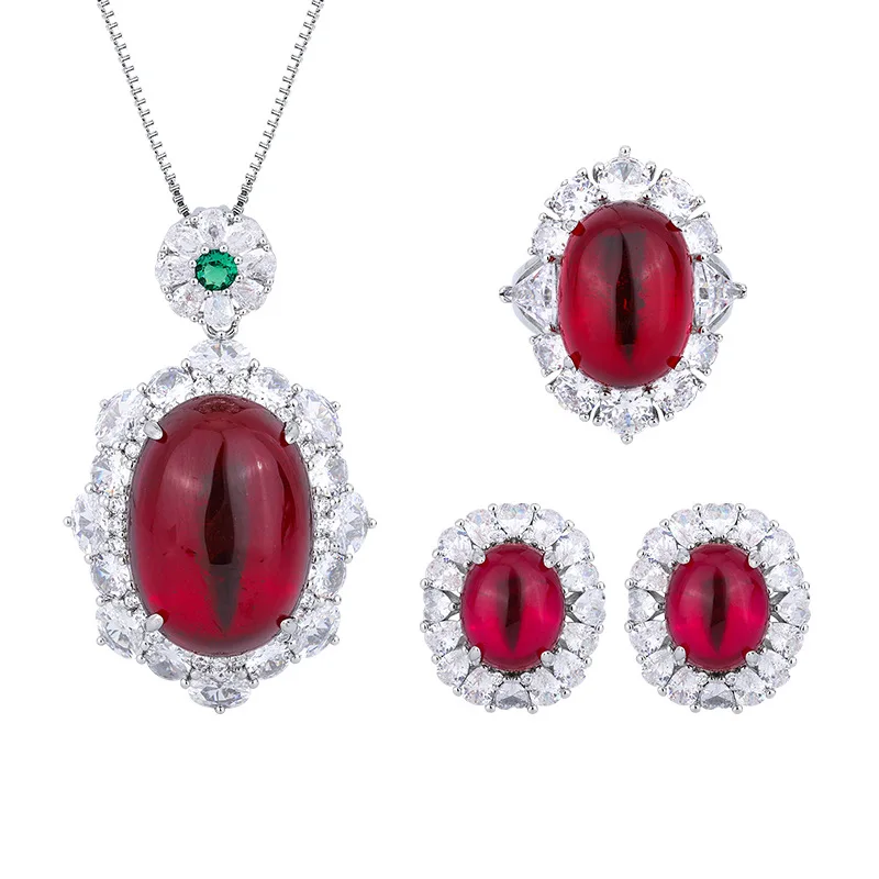 Jewelry Gold-Plated Ice Fluorescent Oval Red Corundum Luxurious Set Stone 18*25-13*18