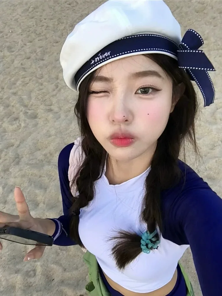 boina-fofa-estilo-escolar-japones-chapeu-de-marinheiro-leve-de-verao-preto-e-branco-uniforme-formal-acessorio-de-moda-kawaii-​