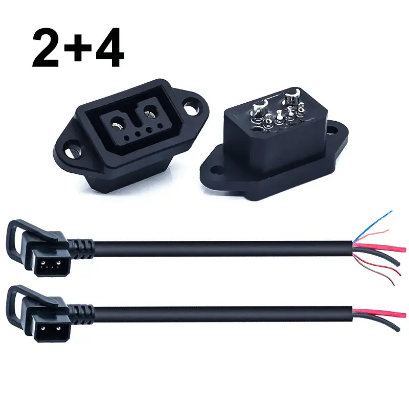 2+4/2+0  E-Bike Power Supply Socket Male Elbow Power Plug Cable Lithium Electric Battery Car Charging Male and Female Sockets