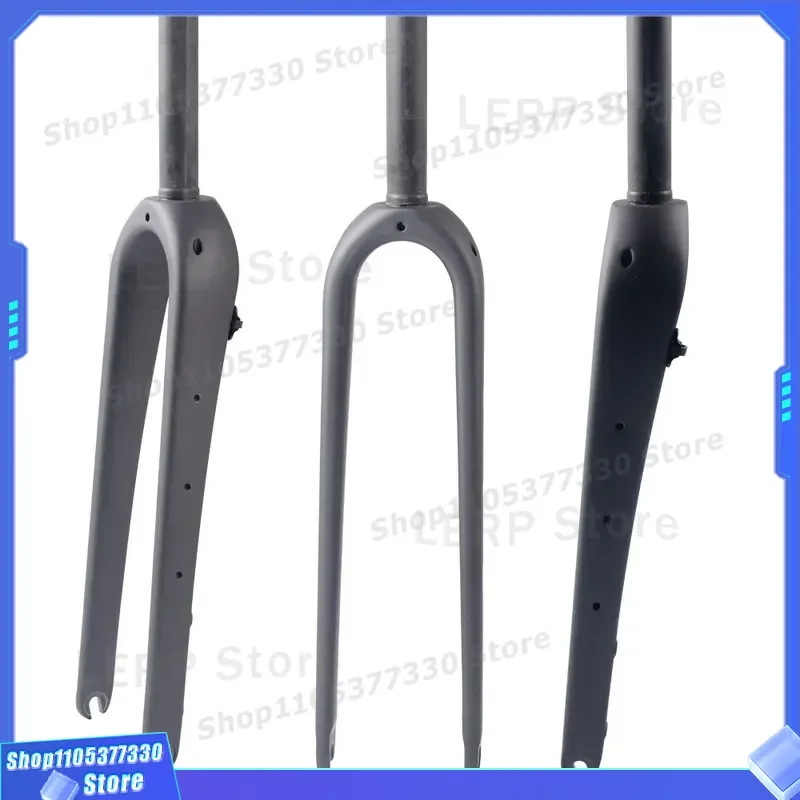Full Carbon Fiber Road Bike Fork Straight Steerer Tube Cone Headset Flat Mount Disc Brake Quick Release Front Fork for Racing
