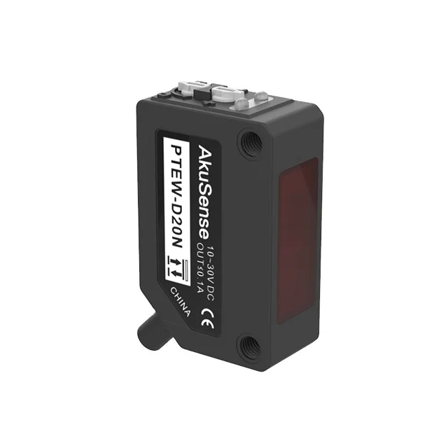 

AKUSENSE PTVW-D20N NPN Diffuse Infrared Wide Light Spot 5-200mm Adjust Range Square Photoelectric Sensor Optic Detect L./D. On