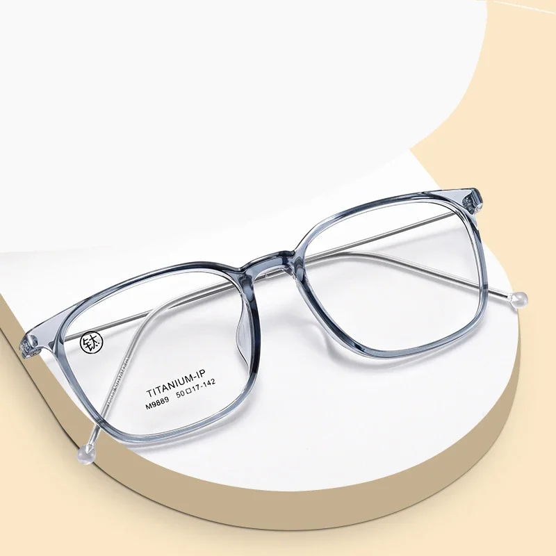 OLLYMURS ファッションレトロ眼鏡超軽量純チタン TR90 スクエア眼鏡光学処方メガネフレーム男性女性 988