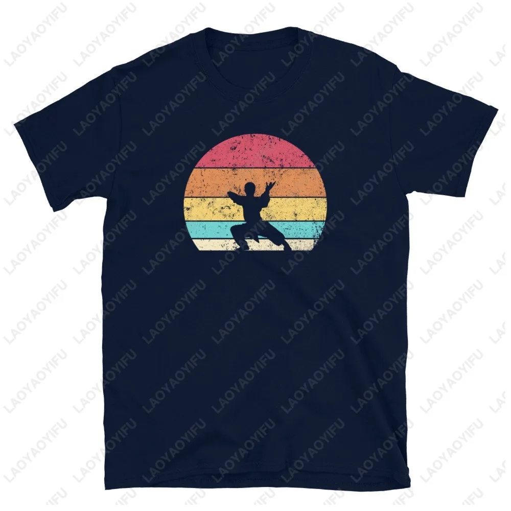 Retro Sunset Kung Fu Martial T-Shirt Casual Fashion Loose Harajuku Summer Man Streetwear Cotton Summer Women Clothing